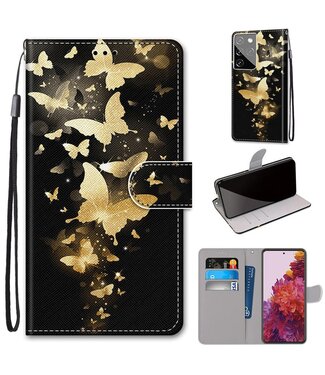 Gouden Vlinders Bookcase Hoesje Samsung Galaxy S21 Ultra