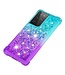 Blauw / Paars Gradient Glitter TPU Hoesje voor de Samsung Galaxy S21 Ultra