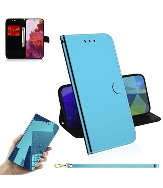 Blauw Spiegel Bookcase Hoesje Samsung Galaxy S21 Ultra