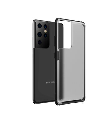 Zwart Armor Hybrid Hoesje Samsung Galaxy S21 Ultra