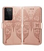 Rosegoud Vlinder Bookcase Hoesje voor de Samsung Galaxy S21 Ultra