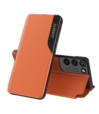 Oranje Venster Bookcase Hoesje Samsung Galaxy S21 Ultra