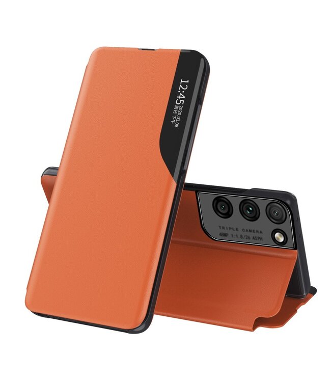Oranje Venster Bookcase Hoesje voor de Samsung Galaxy S21 Ultra