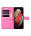 Roze Lychee Bookcase Hoesje voor de Samsung Galaxy S21 Ultra