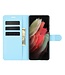 Blauw Lychee Bookcase Hoesje voor de Samsung Galaxy S21 Ultra