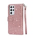 Rosegoud Glitters Wallet Hoesje voor de Samsung Galaxy S21 Ultra