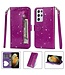 Paars Glitters Wallet Hoesje voor de Samsung Galaxy S21 Ultra