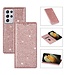 Rosegoud Glitter Bookcase Hoesje voor de Samsung Galaxy S21 Ultra