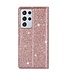 Rosegoud Glitter Bookcase Hoesje voor de Samsung Galaxy S21 Ultra