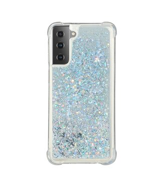 Zilver Glitter TPU Hoesje Samsung Galaxy S21 Ultra