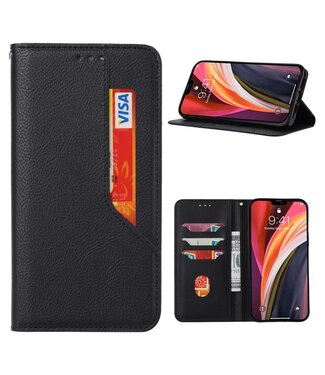 Zwart Pasjeshouder Bookcase Hoesje Samsung Galaxy S21 Ultra