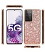 Rosegoud Glitter Hybrid Hoesje voor de Samsung Galaxy S21 Ultra