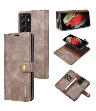 Grijs 2 in 1 Bookcase Hoesje Samsung Galaxy S21 Ultra