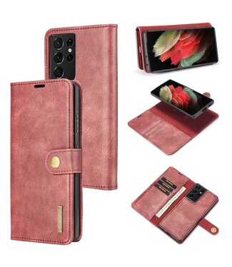 DG.Ming Rood 2 in 1 Bookcase Hoesje Samsung Galaxy S21 Ultra