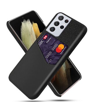 Ksq Zwart Pasjeshouder Faux Lederen Hoesje Samsung Galaxy S21 Ultra