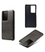 Ksq KSQ Zwart Faux Lederen Hardcase Hoesje voor de Samsung Galaxy S21 Ultra