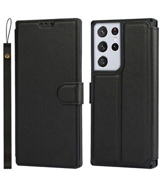 Zwart Wallet Bookcase Hoesje Samsung Galaxy S21 Ultra