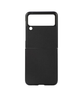 Zwart Genuine Lederen Hoesje Samsung Galaxy Z Flip 3