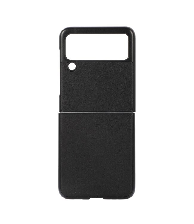 Zwart Genuine Lederen Hoesje voor de Samsung Galaxy Z Flip 3