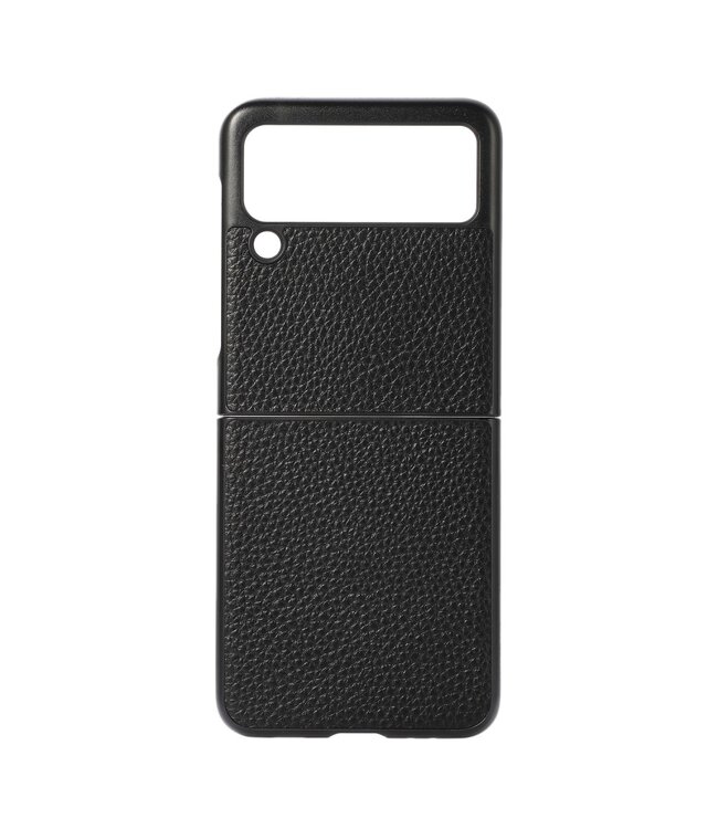 Zwart Lychee Genuine Lederen Hoesje voor de Samsung Galaxy Z Flip 3