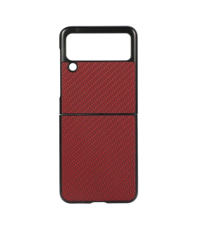 Rood Carbon Hybrid Hoesje voor de Samsung Galaxy Z Flip 3