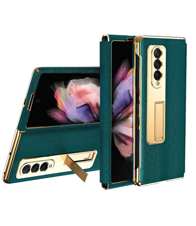 Groen Faux Lederen Hybrid Hoesje voor de Samsung Galaxy Z Fold 3