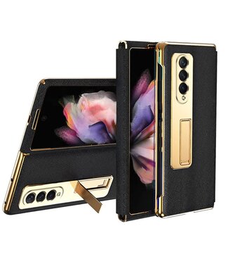 Zwart Faux Lederen Hybrid Hoesje Samsung Galaxy Z Fold 3