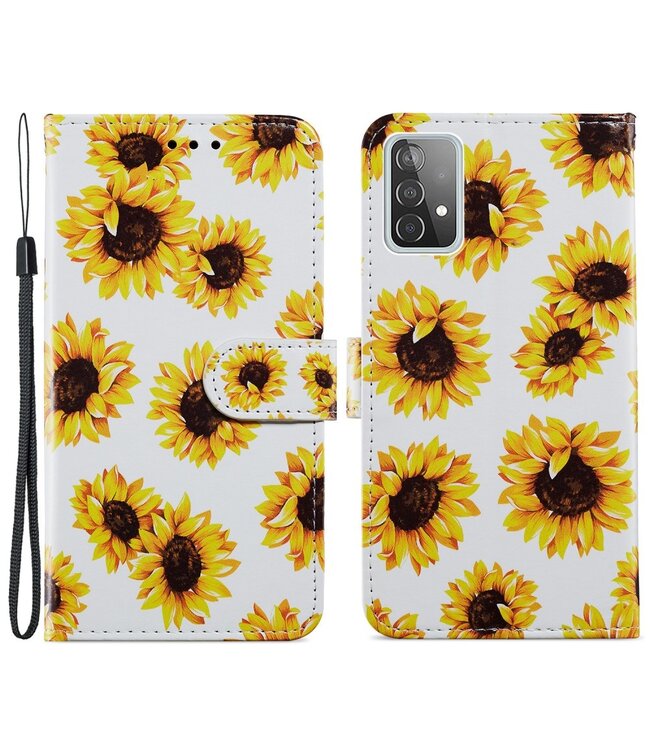 Zonnebloemen Bookcase Hoesje voor de Samsung Galaxy A72