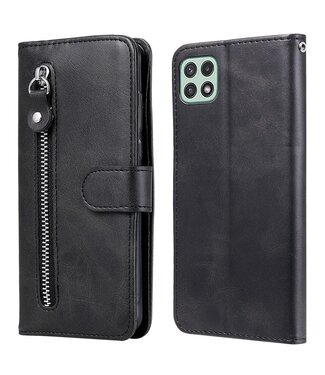 Zwart Wallet Bookcase Hoesje Samsung Galaxy A22 (5G)