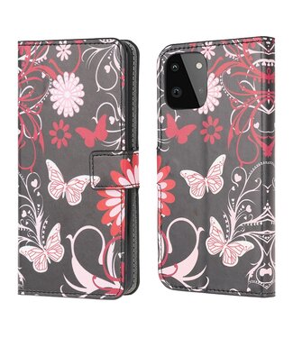 Butterflies Bookcase Hoesje Samsung Galaxy A22 (5G)