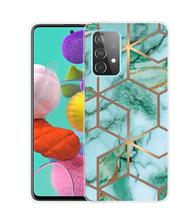 Groen / Goud Marmer Patroon TPU Hoesje voor de Samsung Galaxy A52(s) 4G/5G