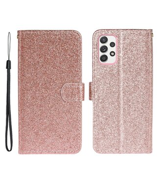 Rosegoud Glitter Bookcase Hoesje Samsung Galaxy A52(s) 4G/5G