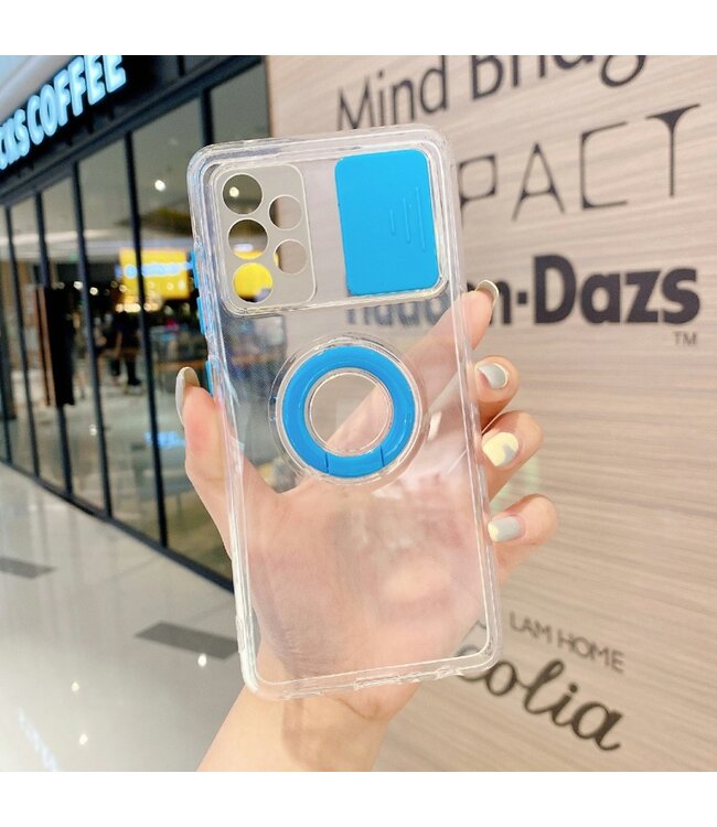 Blauw Camera Slide Hardcase Hoesje voor de Samsung Galaxy A52(s) 4G/5G