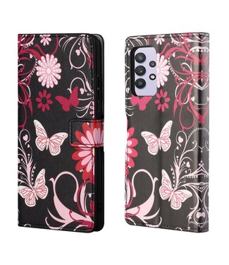 Vlinders en Bloemen Bookcase Hoesje Samsung Galaxy A32 4G
