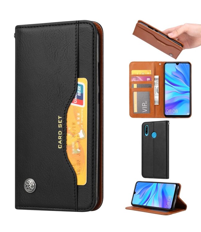 Zwart Bookcase Hoesje voor de Huawei P40 Lite E