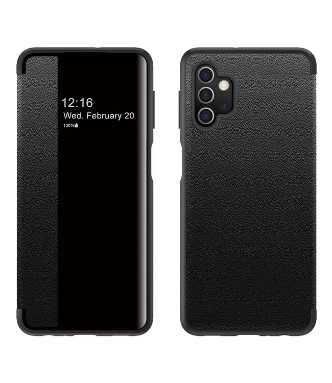Zwart Faux Lederen Hoesje voor de Samsung Galaxy A32 4G