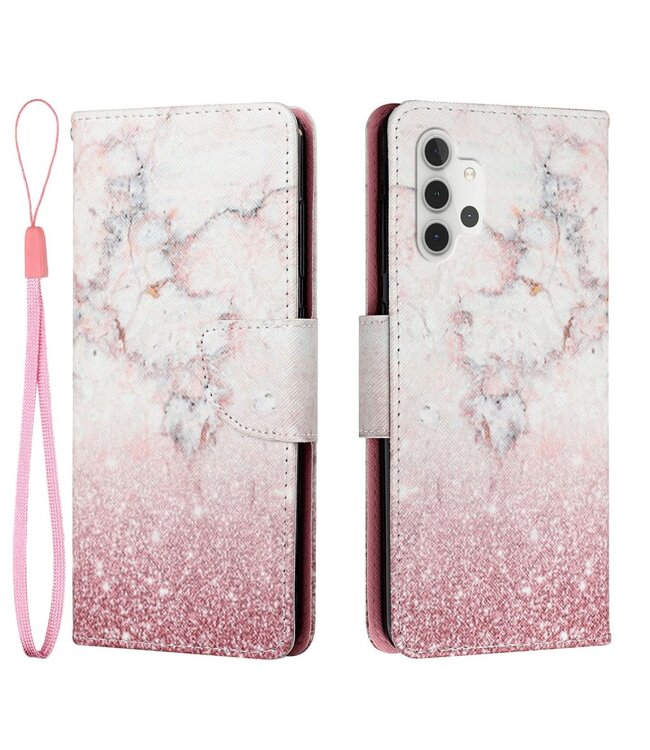 Roze Mamer Bookcase Hoesje voor de Samsung Galaxy A32 4G