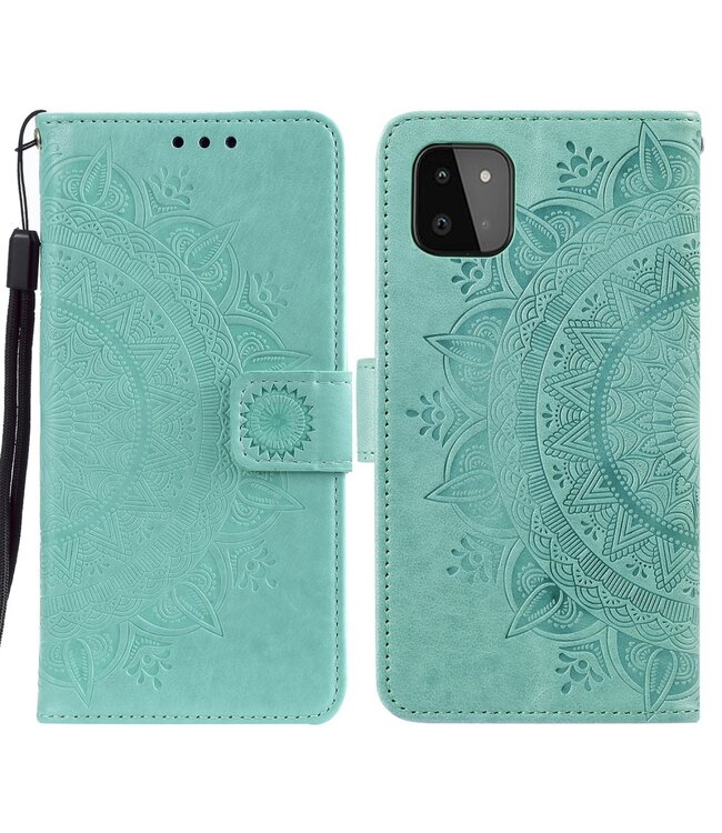 Groen Mandala Bookcase Hoesje voor de Samsung Galaxy A22 (5G)