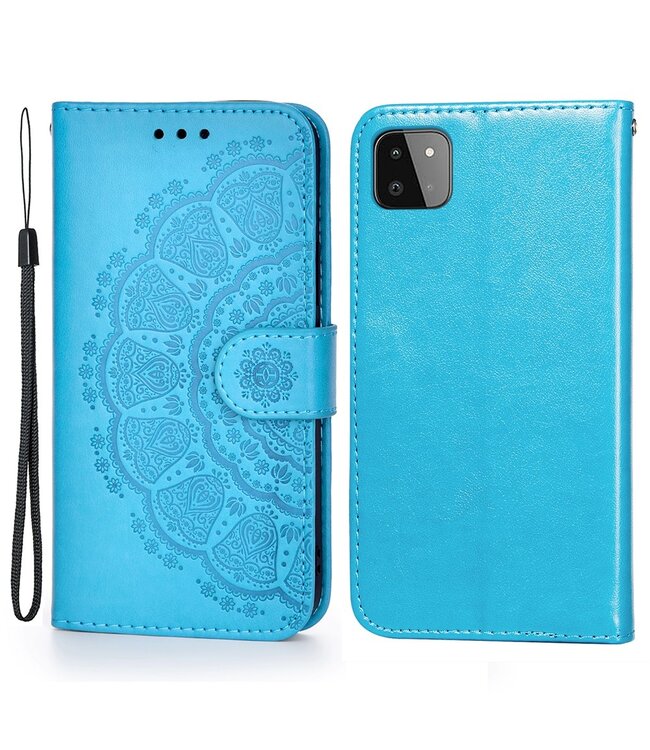 Blauw Marmer Design Bookcase Hoesje voor de Samsung Galaxy A22 (5G)