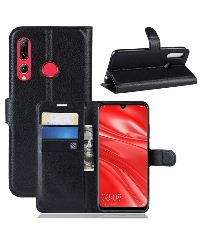 Zwart Lychee Bookcase Hoesje voor de Huawei P Smart Plus (2019)