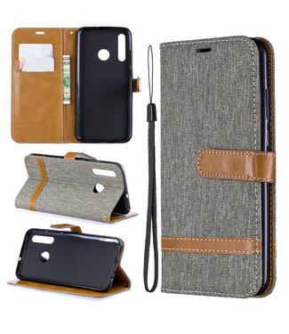 Grijs Jeans Bookcase Hoesje Huawei P Smart Plus (2019)