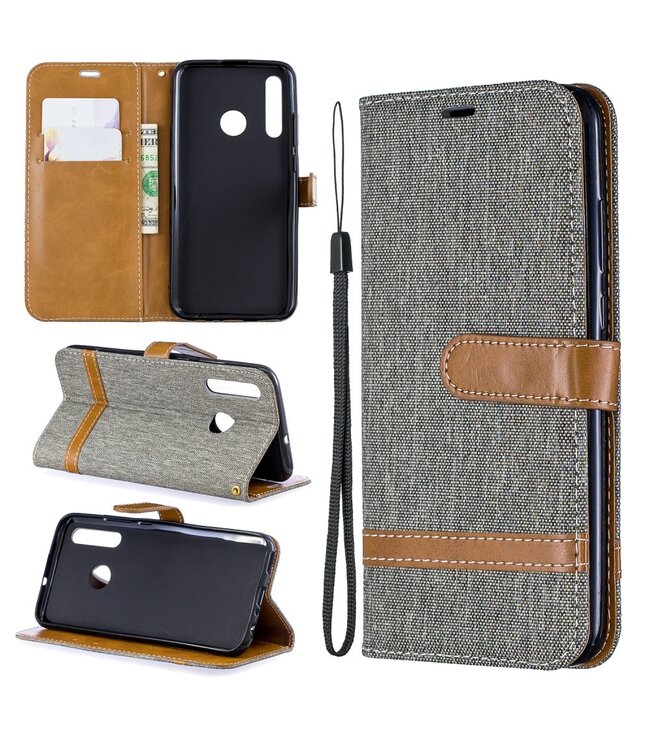 Grijs Jeans Bookcase Hoesje voor de Huawei P Smart Plus (2019)