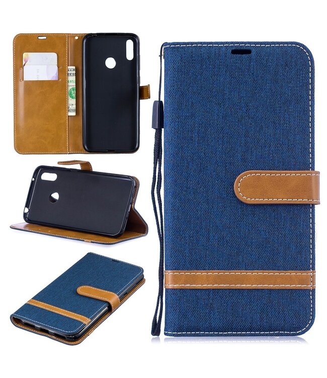 Blauw Jeans Bookcase Hoesje voor de Huawei Y7 (2019)