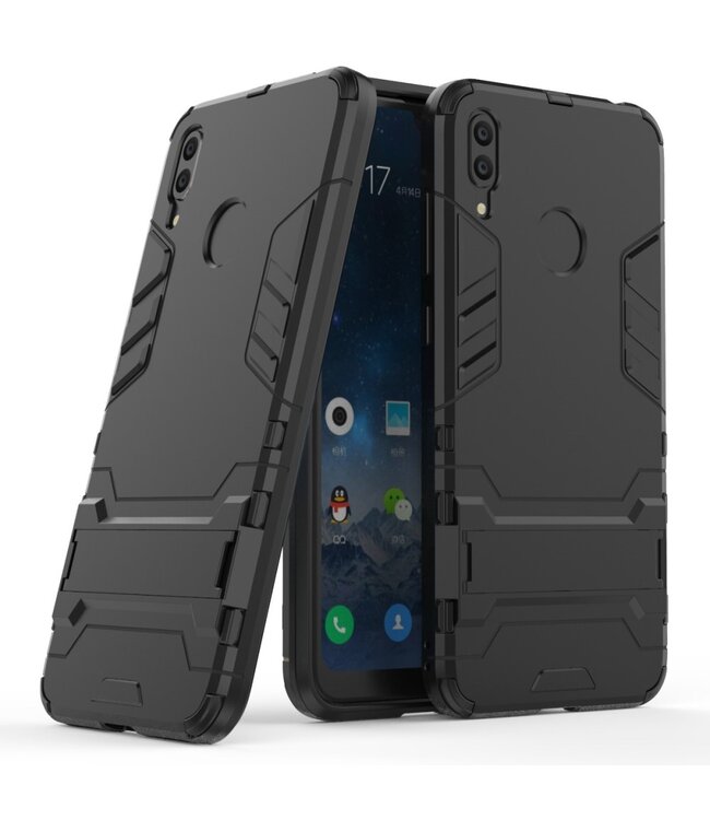 Zwart Kickstand Hybrid Hoesje voor de Huawei Y7 (2019)