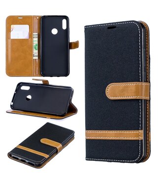 Zwart Jeans Bookcase Hoesje Huawei Y6 (2019)