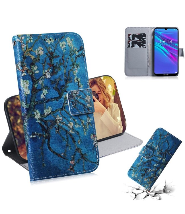 Boom Met Bloemen Bookcase Hoesje voor de Huawei Y6 (2019)