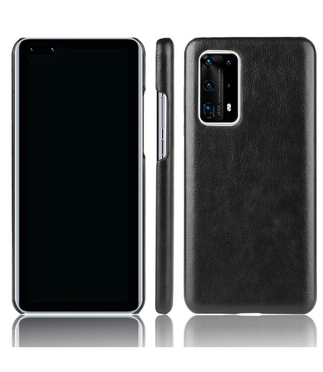 Zwart Lychee Hardcase Hoesje voor de Huawei P40 Pro Plus