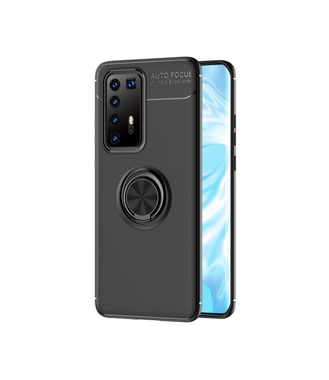 Zwart Ring Kickstand TPU Hoesje voor de Huawei P40 Pro Plus