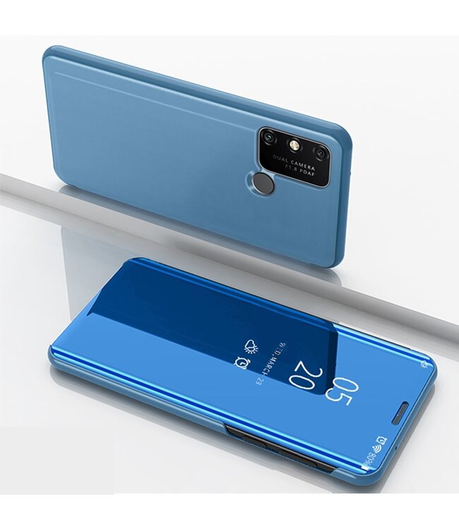 Blauw Spiegel Bookcase Hoesje voor de Huawei Y6p