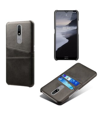 Ksq Zwart Faux Lederen Hardcase Hoesje Nokia 2.4